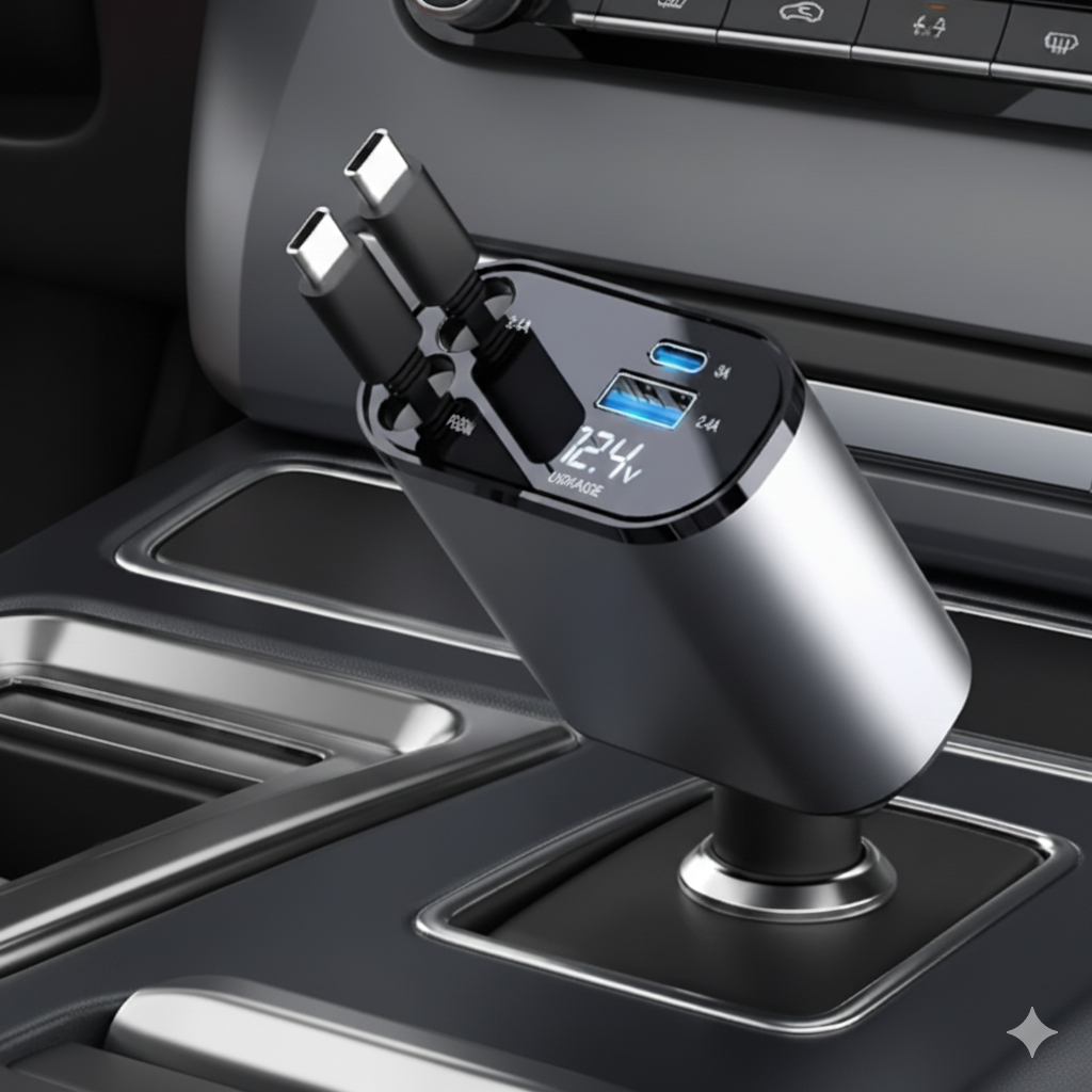 USB-C Retractable Car Charger